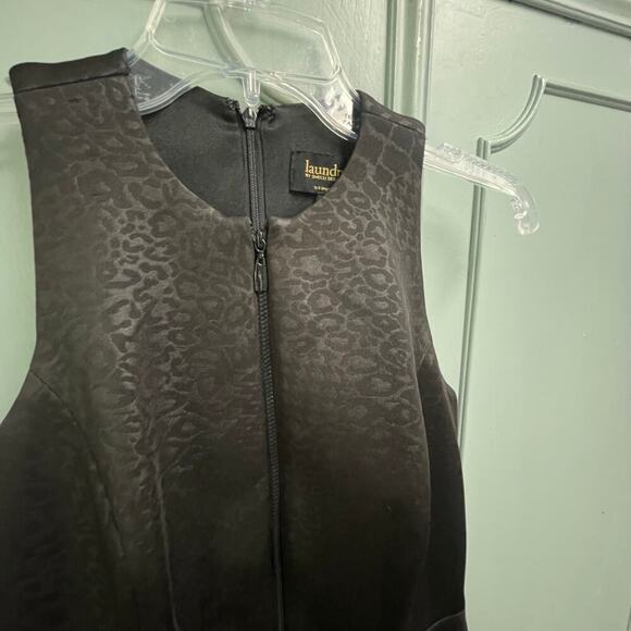 Laundry by Shelli Segal Black Leopard Dress Sleeveless Fit Flare Size 0 - Picture 4 of 6